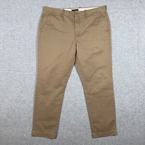 J Crew Oarsman Mens Chino Pants Khaki Tan 100% Cotton Twill 36x32 (Fits 36x28)